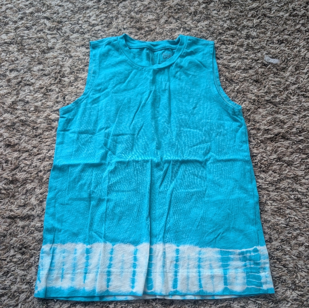 Athleta Girl Size 8-10 Blue Tie-Dye Sleeveless Tank Top